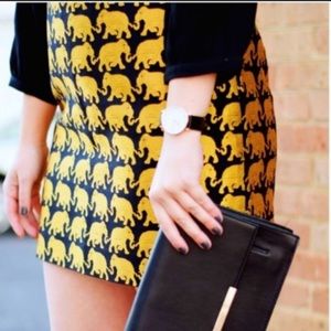 EUC J.Crew Black and Gold Elephant Skirt Size 2